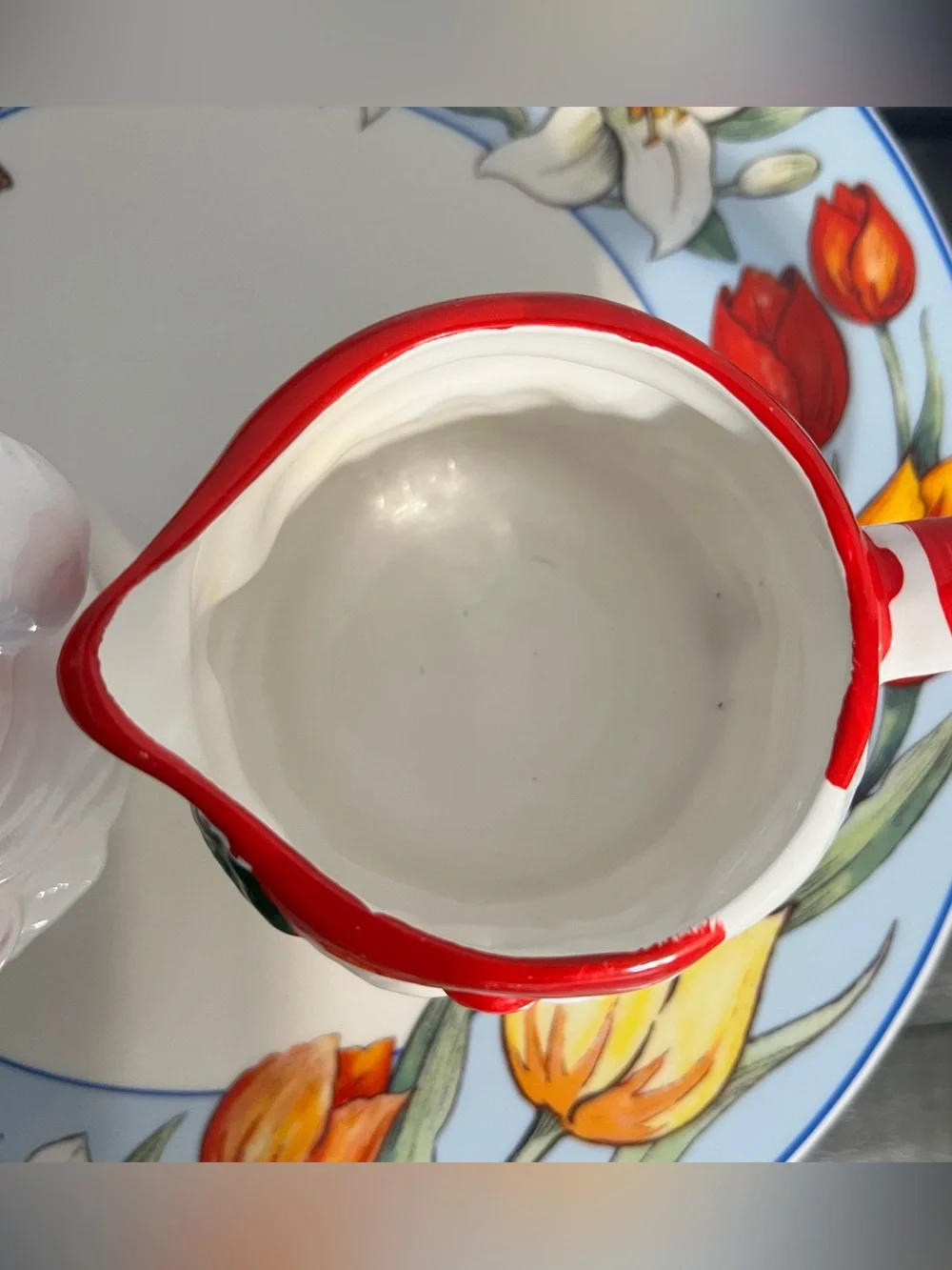 Ceramic Santa Creamer and Sugar Jar - Red & White